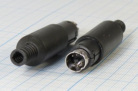 Фото 1/2 Штекер miniDIN с пластиковым хвостом, на кабель, на пять контактов; №1101 штек miniDIN\ 5P\каб\пл хвост\\[S-VHS]\