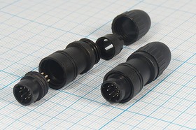 Фото 1/2 Штекер miniDIN, с пластиковым хвостом, на кабель, на восемь контактов; №372 штек miniDIN\ 8P\каб\пл хвост цанг\\\