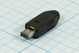 Фото 1/3 Разъем mini USB A4SP вилка, тип A, контакты 4C, монтаж на кабель, miniUSB A4SP
