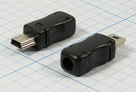 Штекер mini USB, Тип B, 5 контактов, на кабель, в пластиковом кожухе; №2266 штек miniUSB \B\5P\каб\\miniUSB5PB