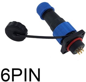 Фото 1/4 SP16-06P-S-PG9 Разъем промышленный IP68 (вилка на кабель + розетка на блок, фланец 4 винта) 6 PIN