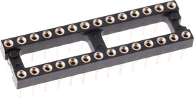 Фото 1/3 110-87-328-41-001101, 2.54mm Pitch Vertical 28 Way, Through Hole Turned Pin Open Frame IC Dip Socket, 1A