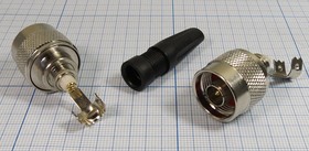 Штекер N, на кабель 4-6 мм, винт, пластиковый хвостовик, прижимной, позолоченный центральный контакт; №10843 штек N\каб 4-6мм\\винт\пл хвост