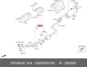 28600H5100, Глушитель средняя часть