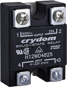 H12D4825FP, Solid State Relays - Industrial Mount SSR Relay, Panel Mount, IP00, 530VAC/25A, DC In, Faston, Zero Cross, TP