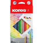 Цветные карандаши 15 цветов, трехгранные 1311704