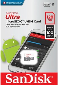Фото 1/6 Флеш карта microSD 128GB SanDisk microSDXC Class 10 Ultra UHS-I 100MB/s