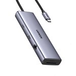 15375_, Разветвитель USB UGREEN CM498 (15375) USB3.0/USB-C/HDMI/ RJ45/SD,серый