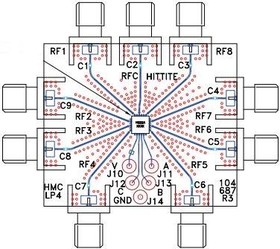 EV1HMC322ALP4, RF Development Tools GaAs MMIC SP8T NON-REFLECTIVE SWITCH, DC - 8 GHz