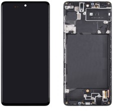 Дисплей (экран) в сборе с тачскрином для Samsung Galaxy A71 SM-A715F/DS черный с рамкой (Premium LCD)
