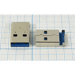 Разъем USB вилка, тип A 3.0, контакты на плату, угловой, USBA3.0-1P SMD
