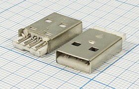 Штекер USB, Тип A, 4 контакта, на кабель; №10434 штек USB \A\4C\каб\\\USB SP