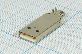 Фото 1/3 Разъем USB вилка, тип A, контакты на кабель, USB-4M