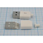 Штекер USB, Тип A, 4 контакта, на кабель, в черном пластиковом кожухе ...