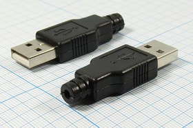 Фото 1/4 Штекер USB, Тип A, 4 контакта, на кабель, в пластиковом кожухе; №2265 штек USB \A\4C\каб\\\USB-A SPB