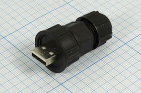 Фото 1/3 Разъем USB вилка, тип A, контакты на кабель, герметичный, USB A-SP GERM