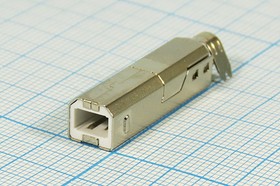 Фото 1/3 Штекер USB , тип B, 4 контакта, на кабель, под пайку, USB B CP1; Q-2994 штек USB \B\4C\каб\пайка\USB B CP1