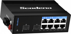 Фото 1/5 Scodeno XPTN-9000-45-2GX8GT, серия Lite, индустриальный неуправляемый коммутатор на DIN-рейку, 2 x1000 Base-X, 8 x 10/100/1000 Base-T, IP40