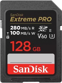 Фото 1/6 Карта памяти SanDisk Extreme Pro SDXC UHS-II V60 U3 280/100 MB/s 128GB (SDSDXEP-128G-GN4IN)