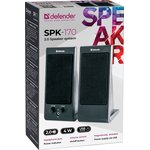 DEFENDER SPK-170 Колонки 2.0 чёрные (2 х 2 Вт, пластик, USB, 3.5 мм jack)