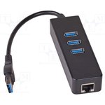 AK-AD-32, Адаптер USB / Fast Ethernet с хабом USB, USB 3.0, 0,15м