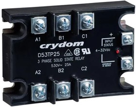 D53TP50D-10, Solid State Relay - 3PST-NO (3 Form A) - AC Output - 4 to 32VDC Input - 50A, 48 to 530V Load - Screw Terminal - M ...