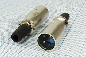 Фото 1/3 Разъем микрофонный XLR вилка, контакты 3P, монтаж на кабель, MC909-3P