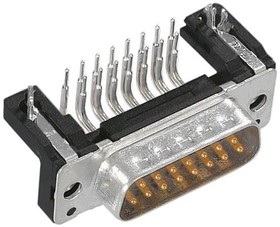 09663627811, D-Sub Standard Connectors 25P MALE SLDR R/A THRU HOLE SNAP CLIPS