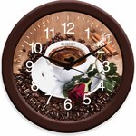 Кварцевые настенные часы модель ЕС-101 кофе 009474