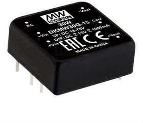 Фото 1/3 DKMW30F-15, Isolated DC/DC Converters - Through Hole 9-36Vin +/-15Vout +/-1000mA DIP Iso
