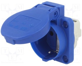 105-0BW, Connector: AC supply; socket; 2P+PE; 250VAC; 16A; blue; PIN: 3; IP54