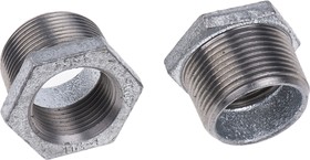 Фото 1/2 770241231, Galvanised Malleable Iron Fitting, Straight Reducer Bush, Male BSPT 1-1/4in to Female BSPP 1in