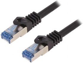 Фото 1/3 CQ4093S, Patch cord; S/FTP; 6a; stranded; Cu; LSZH; black; 10m; 26AWG