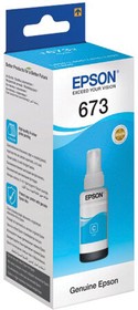 Чернила EPSON 673 (T6732) для СНПЧ Epson L800/L805/L810/ L850/L1800, голубые, ОРИГИНАЛЬНЫЕ, C13T67324A/298