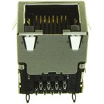 1888250-1, Conn RJ-45 F 8 POS 1.02mm Press Fit RA Thru-Hole 8 Terminal 1 Port ...