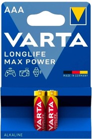 Фото 1/2 Батарея Varta LongLife Max Power LR03 Alkaline AAA (2шт) блистер