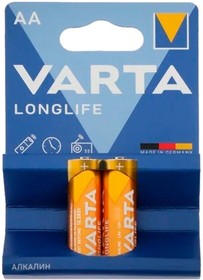 Фото 1/4 AA Батарейка VARTA Longlife LR6 Alkaline, 2 шт.