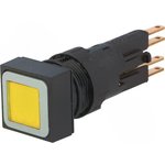 Q18LTR-GE/WB, Переключатель: кнопочный, Фикс.пол: 2, 16мм, желтый, лампочка