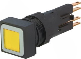 Q18LTR-GE/WB, Переключатель: кнопочный, Фикс.пол: 2, 16мм, желтый, лампочка