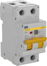 KA-VD14-1-016-C-010-AC, KARAT Выключатель автоматический дифференциального тока АВДТ32EM 1P C16 10мА тип AC IEK