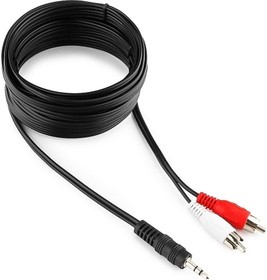 Фото 1/7 Аудио кабель Jack 3.5(M)/2xRCA, 5м, черный, пакет CCA-458-5M