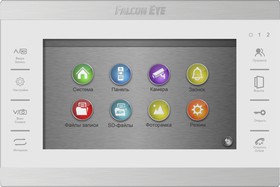 Видеодомофон Falcon Eye FE-70 ATLAS HD (White) HD : дисплей 7" TFT; сенсорные кнопки; подключение до 2-х вызывных панелей и до 2-х видеокам