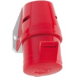 11905, IP44 Red Wall Mount 3P + E Industrial Power Socket, Rated At 16A, 415 V