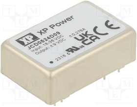 JCD0524D09, Isolated DC/DC Converters - Through Hole DC-DC CONVERTER, 5W, 2:1, DIP24