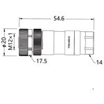 VELLEDQ Соединитель клеммный M12-F05T, Розетка, Прямой с клеммником ...