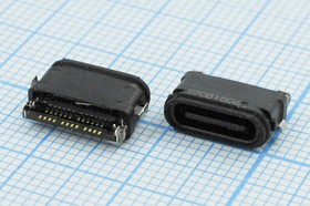 Фото 1/2 Разъем USB розетка, тип C 3.1, контакты на плату, USB3.1TYPE-C 24PF-068