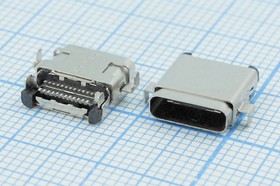 Фото 1/2 Разъем USB розетка, тип C 3.1, контакты на плату, USB3.1TYPE-C 24PF-004