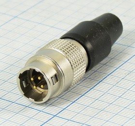 Вилка цилиндрическая на кабель, 4 контакта, SNHA- 8-4; №1605 штек ЦС\ 4P\CL 9\каб\\SNHA- 8-4\