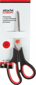 Фото 1/2 Ножницы Attache Economy 190 мм с пласт. прорезин. ручками, цвет крс/черн