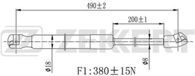 gf-2448, Пружина газовая багажника Kia Rio II 05-